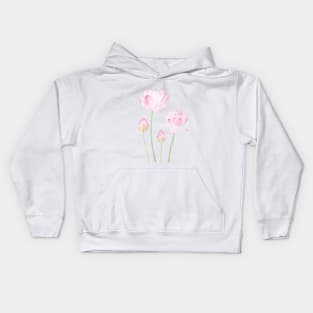 pink lotus flowers watercolor Kids Hoodie